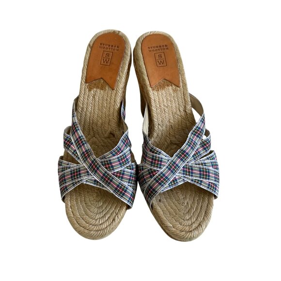 STUBBS & WOOTTON Plaid Spring Espadrille Wedges Sandals Size 40 - Picture 2 of 10